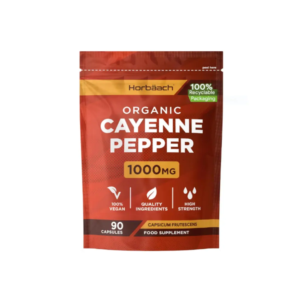 Organic Cayenne Pepper 1000mg | 90 Capsules | Capsicum Frutescens Powder | Suitable for Vegans & Vegetarians | by Horbaach viral  supplement
