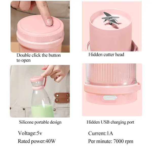 Portable USB Juicer - Fast Electric Blender for Fresh Fruit Smoothies, Rechargeable and Compact Design food 3
