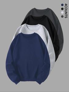 Men's Solid Color Crew Neck Sweatshirt, Casual Loose Long Sleeve Pullover for Spring & Fall, Fashion Men's Top for Daily Wear