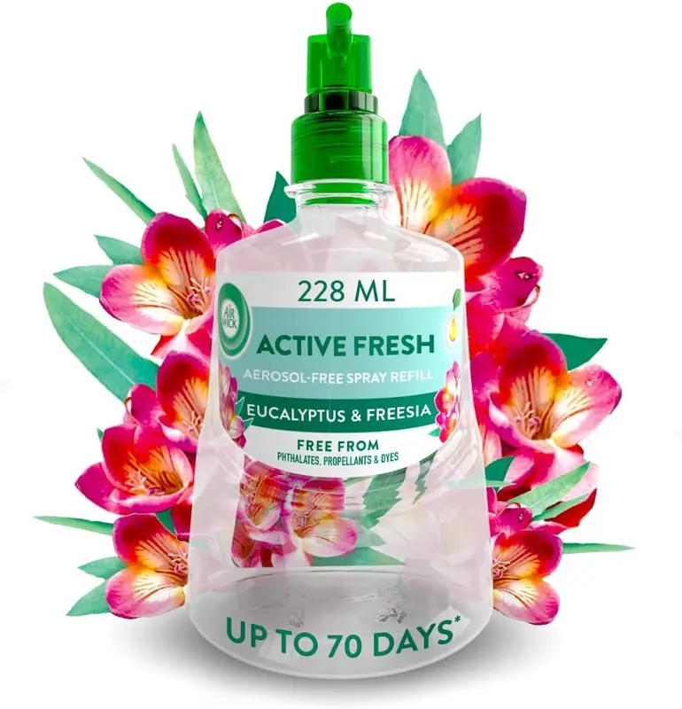 Air Wick Aerosol-Free Automatic Air Freshener Spray Refill, Eucalyptus & Freesia, Pack 1 x 228ml, 24x7 Active Fresh Odour Neutraliser, Lasts Up to 70 Days, Air freshener For Home 0