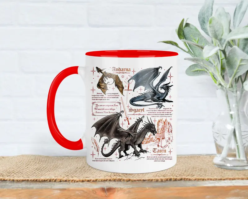 Fourth wing dragon mug, Tairn and Andarna, Dragon Rider, Bookish Gifts, Reading gift, iron flame, onyx storm, Xaden and Sgaeyl 1