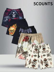 Men's All Over Print Shorts, Casual Comfy Breathable Shorts for Daily Wear, Mens Bottoms for Summer