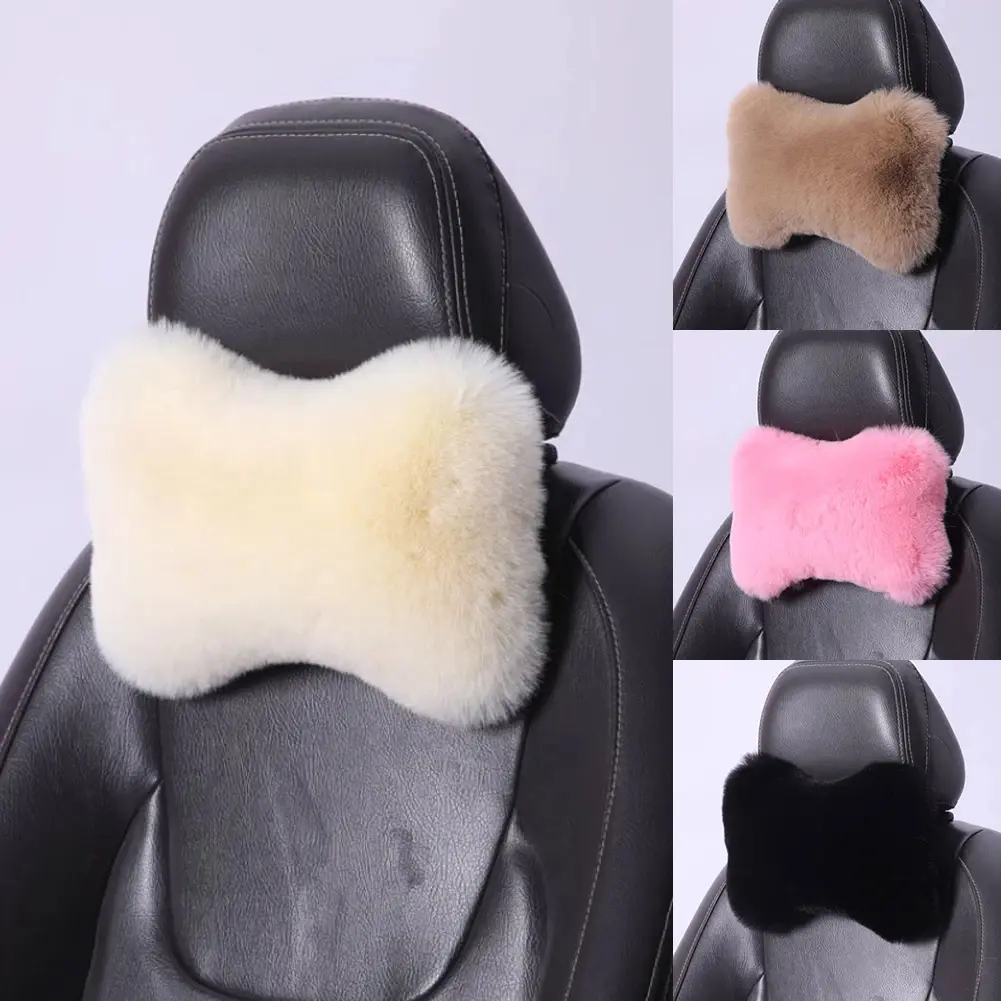 Car Seat Neck Rest Pillow Plush Car Headrest Plush Cushion Warmth and Comfort Universal Lumbar Pillow Support Accessories