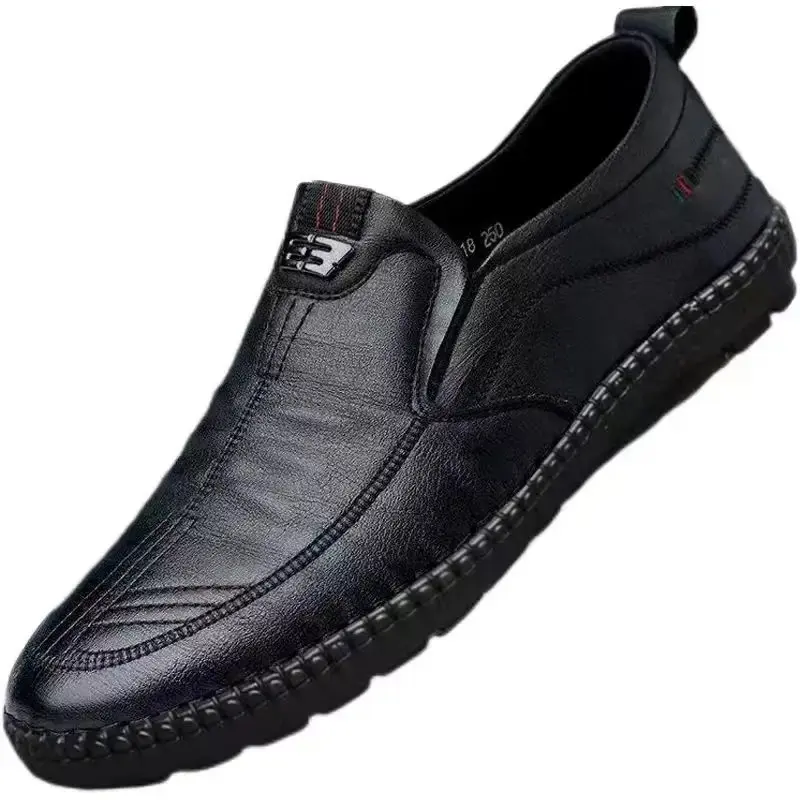 Mens Leather Loafers Non Slip Walking Flats Breathable Outdoor Slip on Casual Shoes for Male Work Office Driving Sneakers2 Footwear Boy Slipon Comfort Bedroom Tactical Women Parent 4