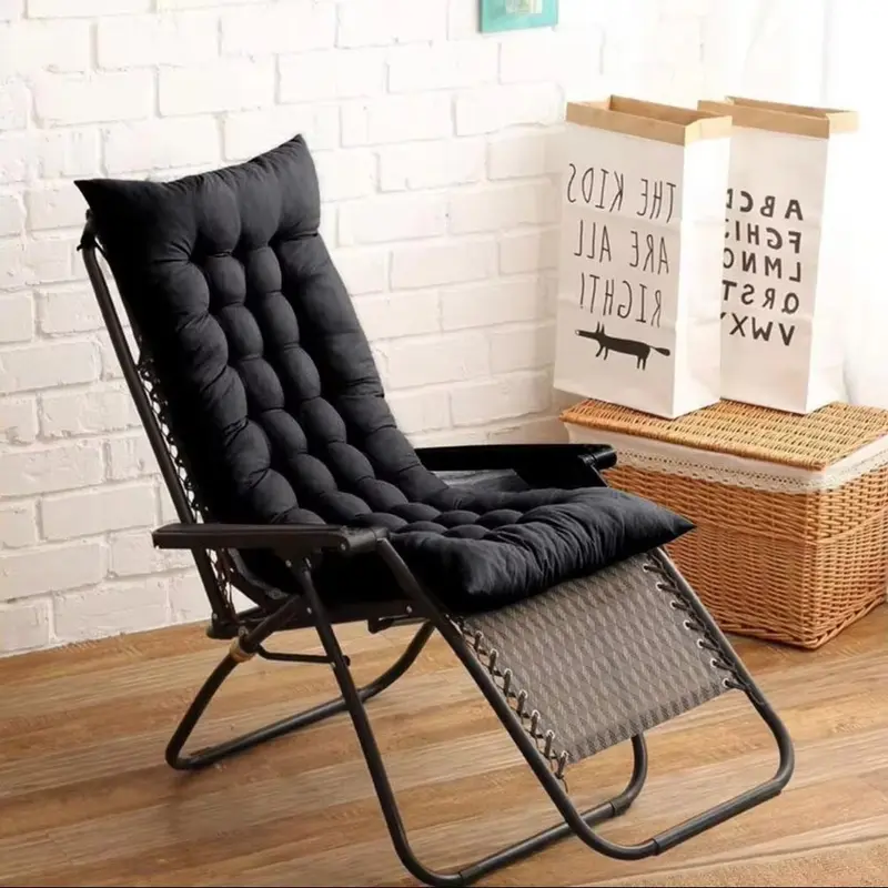 125cm Thick Soft Comfortable Chaise Lounge Chair Cushion, Black 0