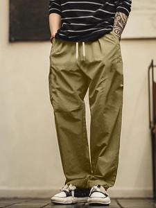 Men's Solid Color Straight Leg Pants, Loose Casual Comfy Trousers for Summer, Woven Bottoms for Men
