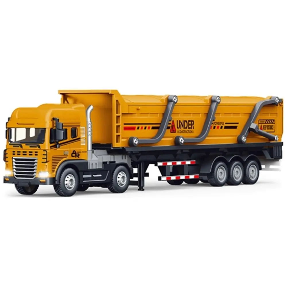 Diecast Gravel Trailer Truck with Lights and Sounds - 1:24 Scale