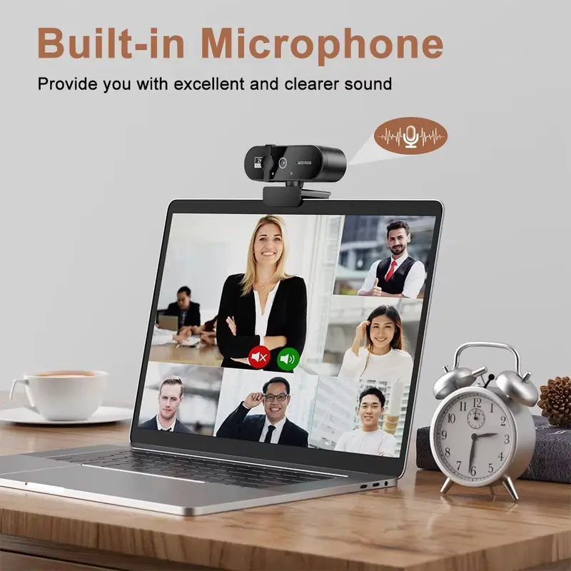 4K Webcam 1080P Mini Camera 2K Full HD Webcam with Microphone 30Fps USB Web Cam for Auto Focus PC Laptop Video Shooting Camera 3