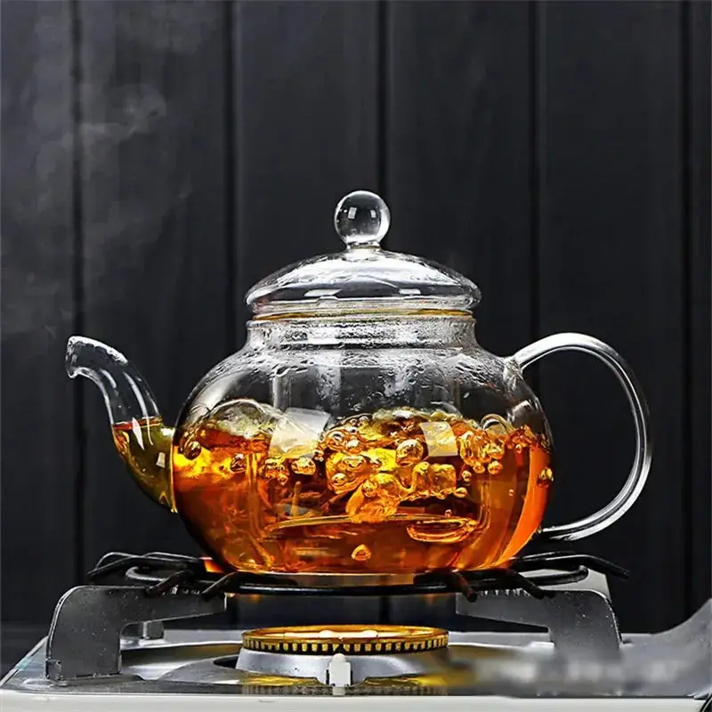 High Borosilicate Glass  Flower Teapot Set: Heat-Resistant, Filterable, 400ml/1000ml" Fruit Cup 3
