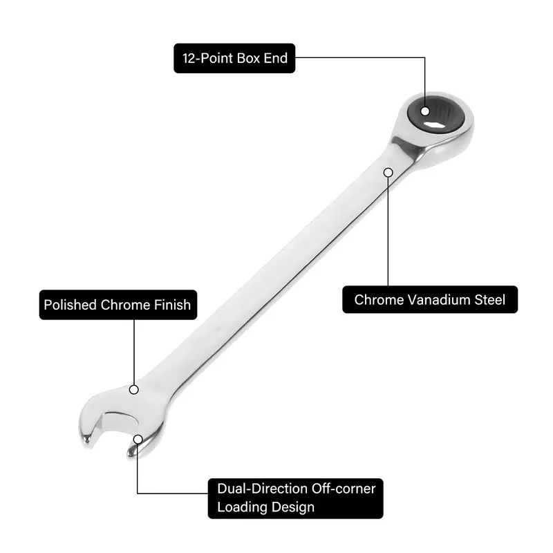 12PCS 72 Tooth Ratchet Spanner Set 8-19MM Fixed Head Combination Wrench Set NEW 7