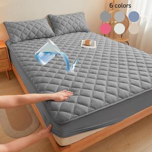 Waterproof Quilted Mattress Topper, 1 Count Soft Comfortable Breathable Quilted Mattress Protector, Waterproof Mattress Pad, Bedding Supplies for Bedroom, Guest Room, Apartment, School