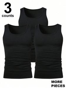 Men's Summer Casual Plain Sports Gym Vest Set, Slim-Fitting Streetwear, Home Office Outdoor Urban Fashion, Youthful Vintage Style, Tight Sports Vest, Solid Sports Vest, Workout Gym Clothing, Athletic Training Apparel