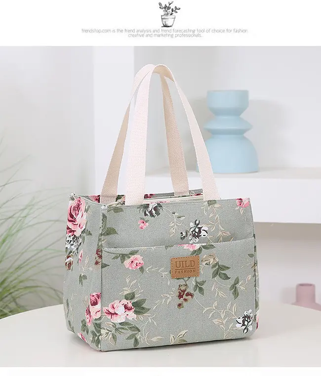 Portable Floral Design Lunch Bag for Women - Insulated, Perfect for Work, School, Travel, and Outdoor Picnics 4
