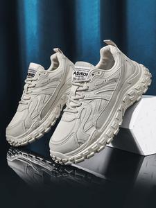 Men's Sporty Lace Up Low Top Sneakers, Casual Comfortable Breathable Running Shoes, Fashionable Sneakers for Daily Wear, Closed