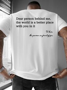 Men's Slogan Print Round Neck Tee, Regular Fit Casual Short Sleeve Crew Neck T-Shirt for Summer, Fashion Men's Top for Daily Wear