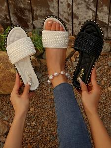 Women's Fashionable Plain Color Slip on Sandals, Casual Comfortable Flat Sandals for Beach Vacation, All-match Commuter Shoes for Work & Daily Wear, Summer