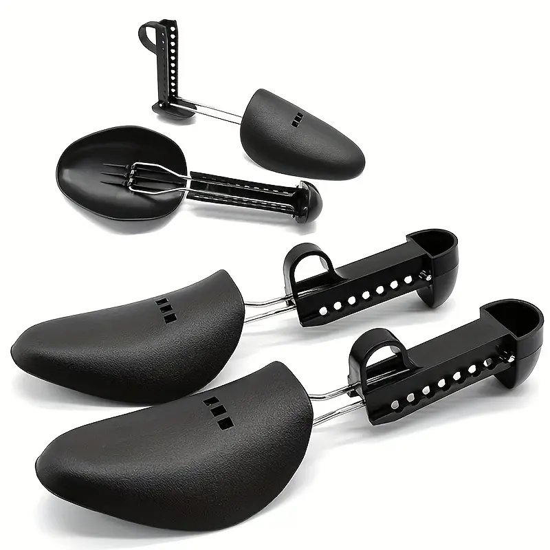 2pcs Adjustable Plastic Shoe Stretchers for Men & Women - Black Boot Holder & Shoe Accessory with Metal Hooks, Compact Design for Easy Storage, Shoe Storage Footwear Bridal 0