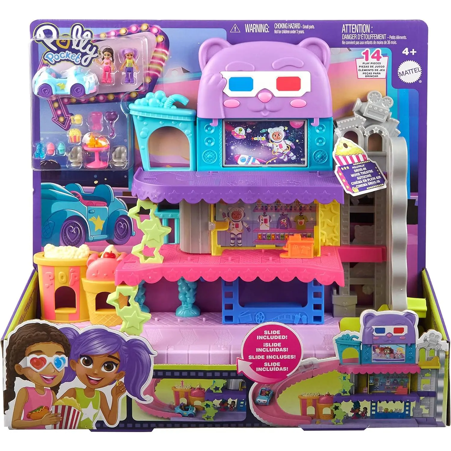 Polly Pocket Dolls HPV39 Pollyville Drive-In Movie Theatre Playset