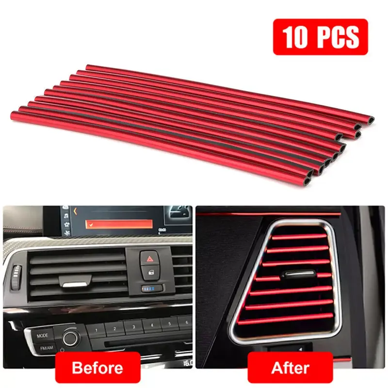 10× Car Accessories Interior Air Conditioner Air Outlet Decoration Stripes Cover 5