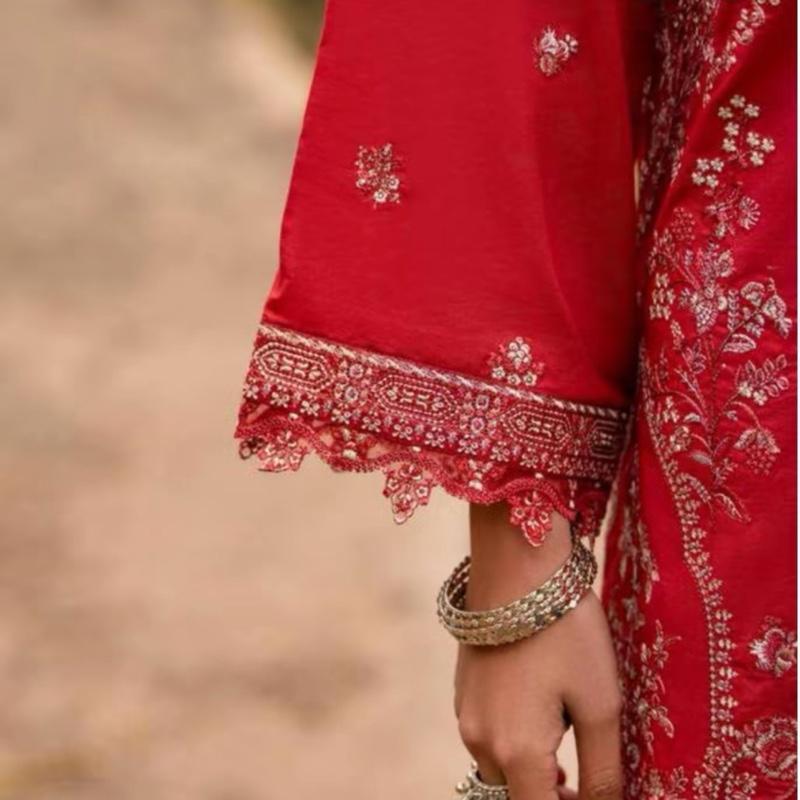 3 piece  suits with embroidery premium cotton lawn fabric 2
