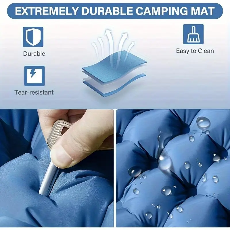 Double Sleeping Pad - Self Inflating Extra-Thick for 2 Person with Pillow Built-in Foot Pump Inflatable Sleeping Mat for Backpacking, Hiking, Traveling, Tent, Portable Camping Mat 5