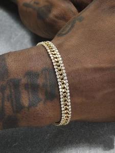 Rhinestone Decorated Curb Chain Bracelet, Fashionable Jewelry for Party, Daily Clothing Decor, Trendy All-match & Exquisite Jewelry for Birthday Gift