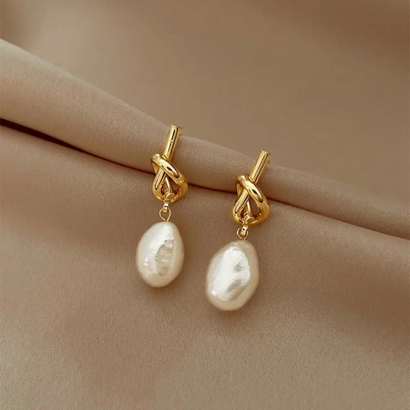 Knotted drop earrings, vintage and elegant knotted earrings 0