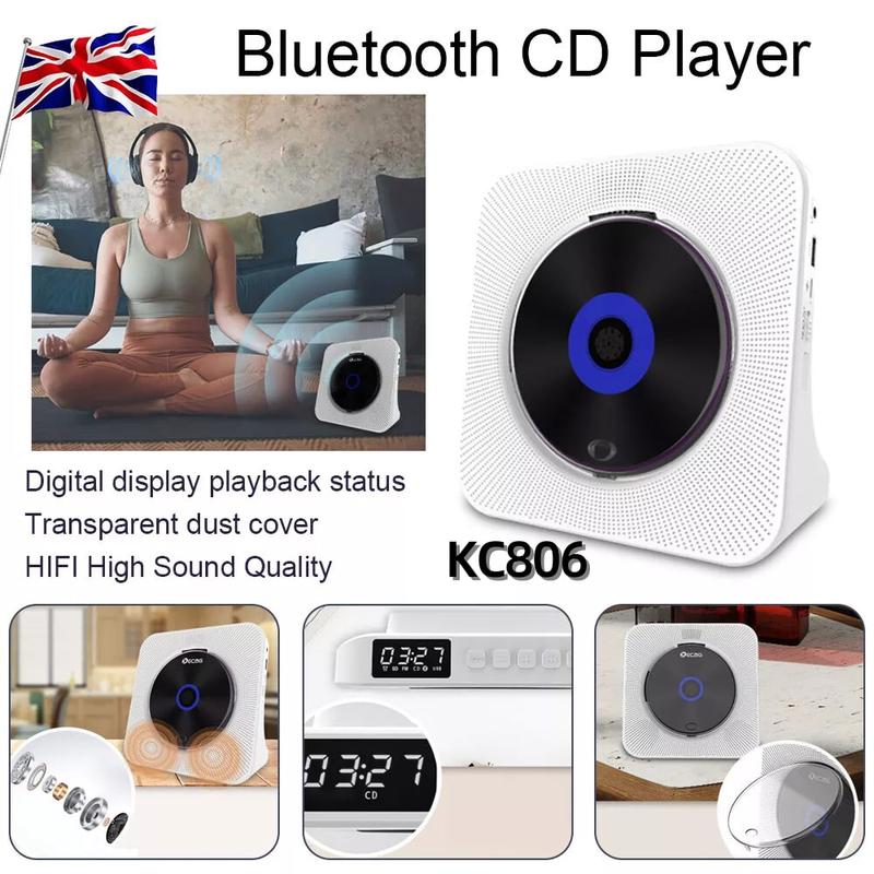【JY】Retro Bluetooth CD Player with Wireless Speaker & USB-C Charging - Compact Hi-Fi Sound System for Home Office, Bedroom Decor, Aux Input and 20H Playtime, Vintage Music Gifts Audio Portable 3