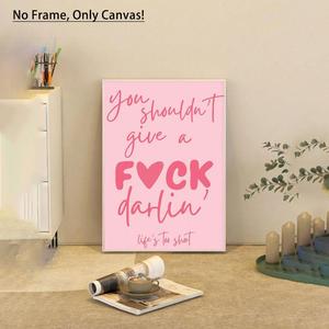 Pink Heart & Letter Pattern Unframed Painting, Unframed Art Print, Modern Wall Art, Modern Home Decoration, Wall Decor for Home Living Room Bedroom Study Room, Home Decor, Ornaments