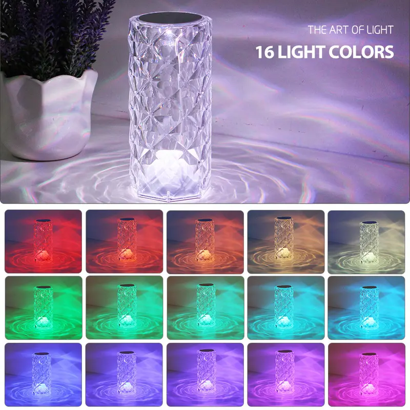 Touch Crystal Lamp 16 Color Changing RGB Night Light Remote USB Romantic LED Rose Diamond Living Room Valentines Day Nightlight 3