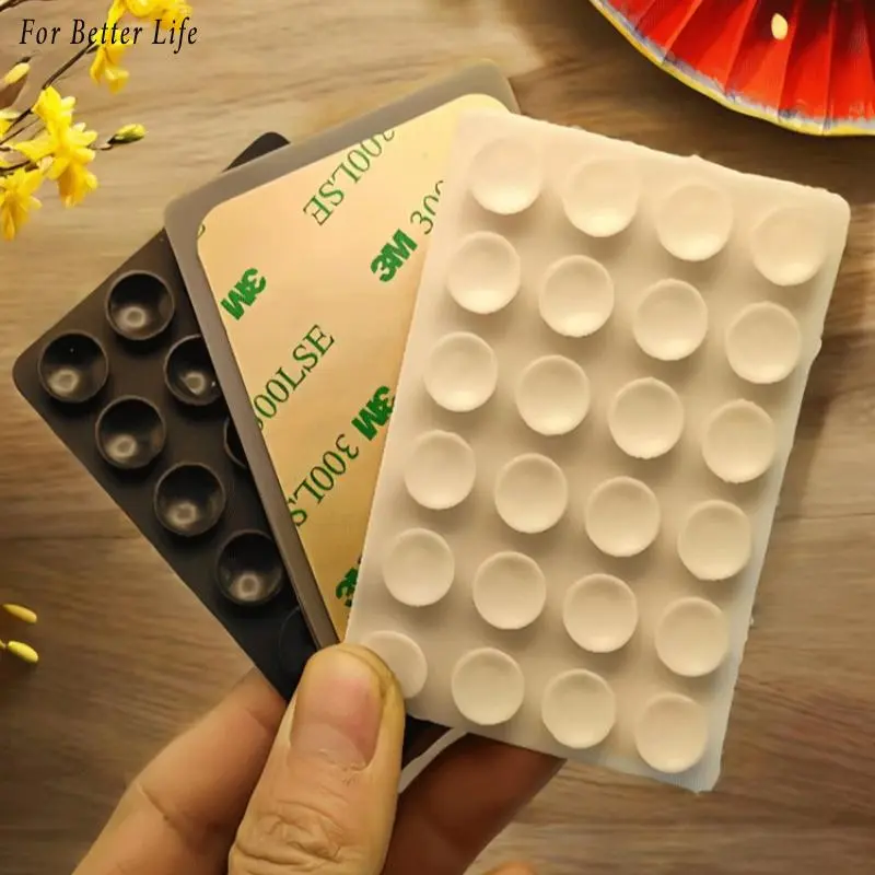1PC Double Side Silicone Pad For Mobile Phone Fixture Suction Cup Backed Adhesive Silicone Rubber Sucker Pad For Fixed Pad 2