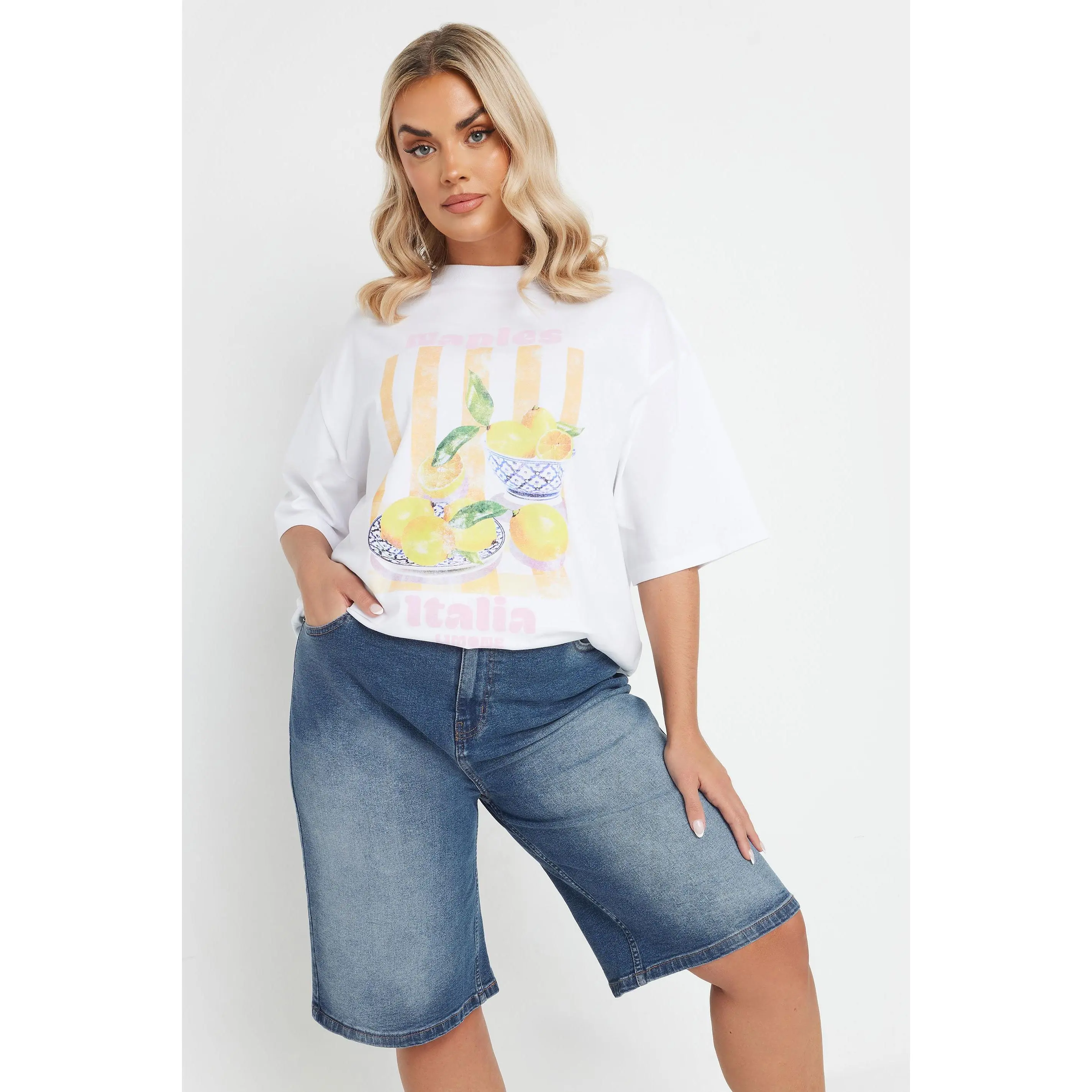 YOURS Curve Mid Blue Stretch Denim Jorts