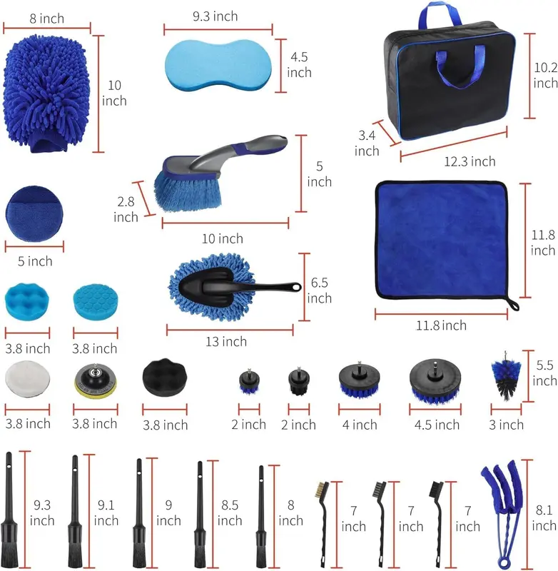 29 Piece car detailing kit, car cleaning kit for Cleaning Wheels, Interior, Exterior, Leather, Dashboard, Vents (Blue)… 2