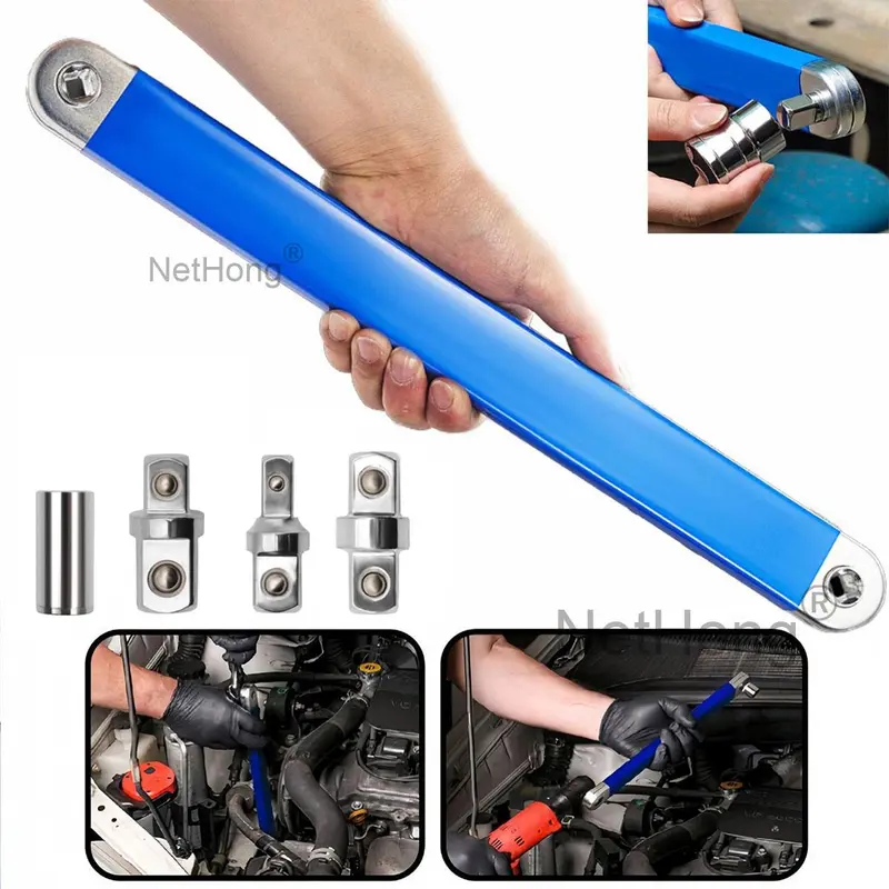 Offset Extension Wrench Set Ratchet Spanner Wrench Extender with Adapter Socket+ 4