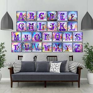 26 Letters Pattern DIY Diamond Arts Colorful Painting Kit without Frame, 5D Round Diamond Arts Colorful Painting Kit, Wall Art Decor for Home