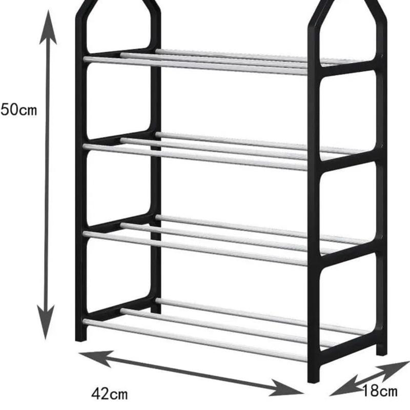 EasyByMall 4 Tier Shoe Racks, Metal Shoe Storage Organiser Narrow Shoe Racks, Stackable Small Shoe Rack For Closet, For Hallway, Bedroom(White) 1