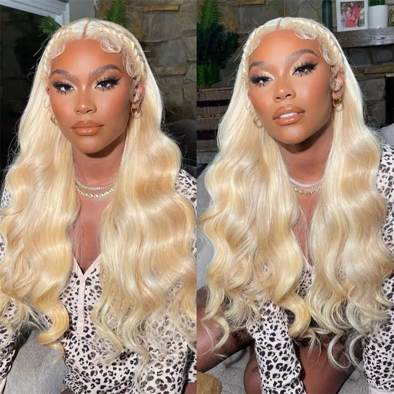 Blonde 360 Lace Front Wig Human Hiar Pre Plucked 613 Blonde Color Full Lace Wigs 100% Human Hair Brazilian Body Wave Frontal Wig 2
