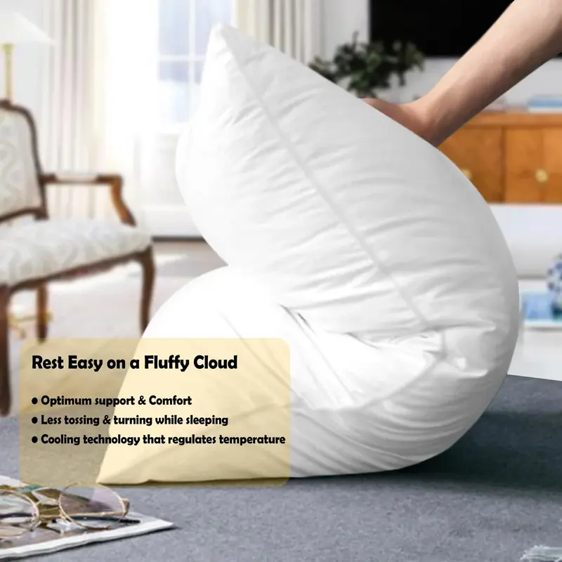 2 Pack Egyptian Cotton Blend Bounce Back Pillows Hotel Quality Soft Medium Support for Pain Relief by OLIVIA ROCCO 2
