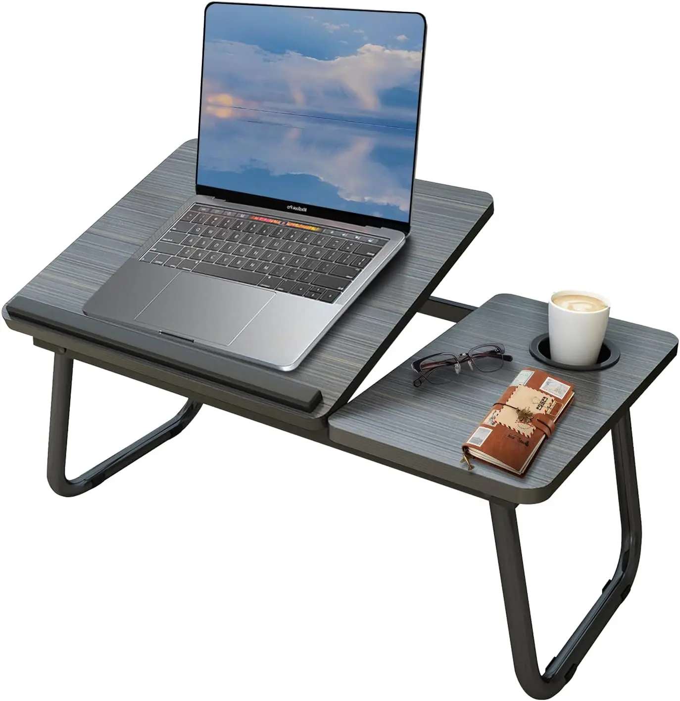 Laptop Desk, Laptop Bed Table with Foldable Legs & Cup Slot, Reading Holder Notebook Stand Breakfast Bed Tray Book Holder for Sofa, Bed, Terrace, Balcony foldable  tray bed  table sofa  tray laptop table