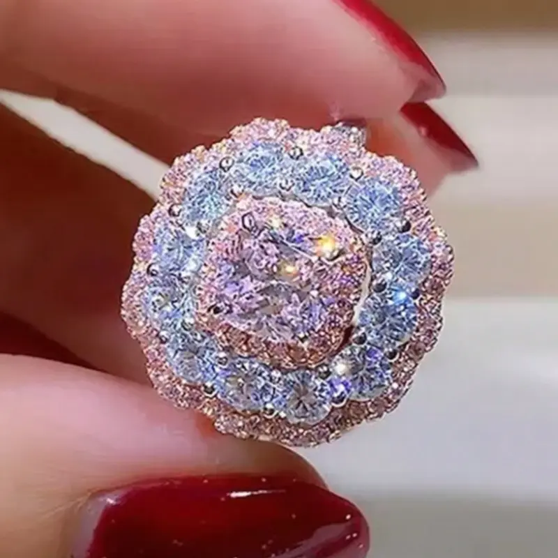 Pink designer rings for women suitable for daily wear Proposal party jewelry Valentine's Day gift 3