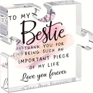 Clear Acrylic Puzzle Ornament, Love Meaningful Creative Letter Pattern Ornaments, Gift for Lover, Friends, Sister, Family, Acrylic Plaque Decor