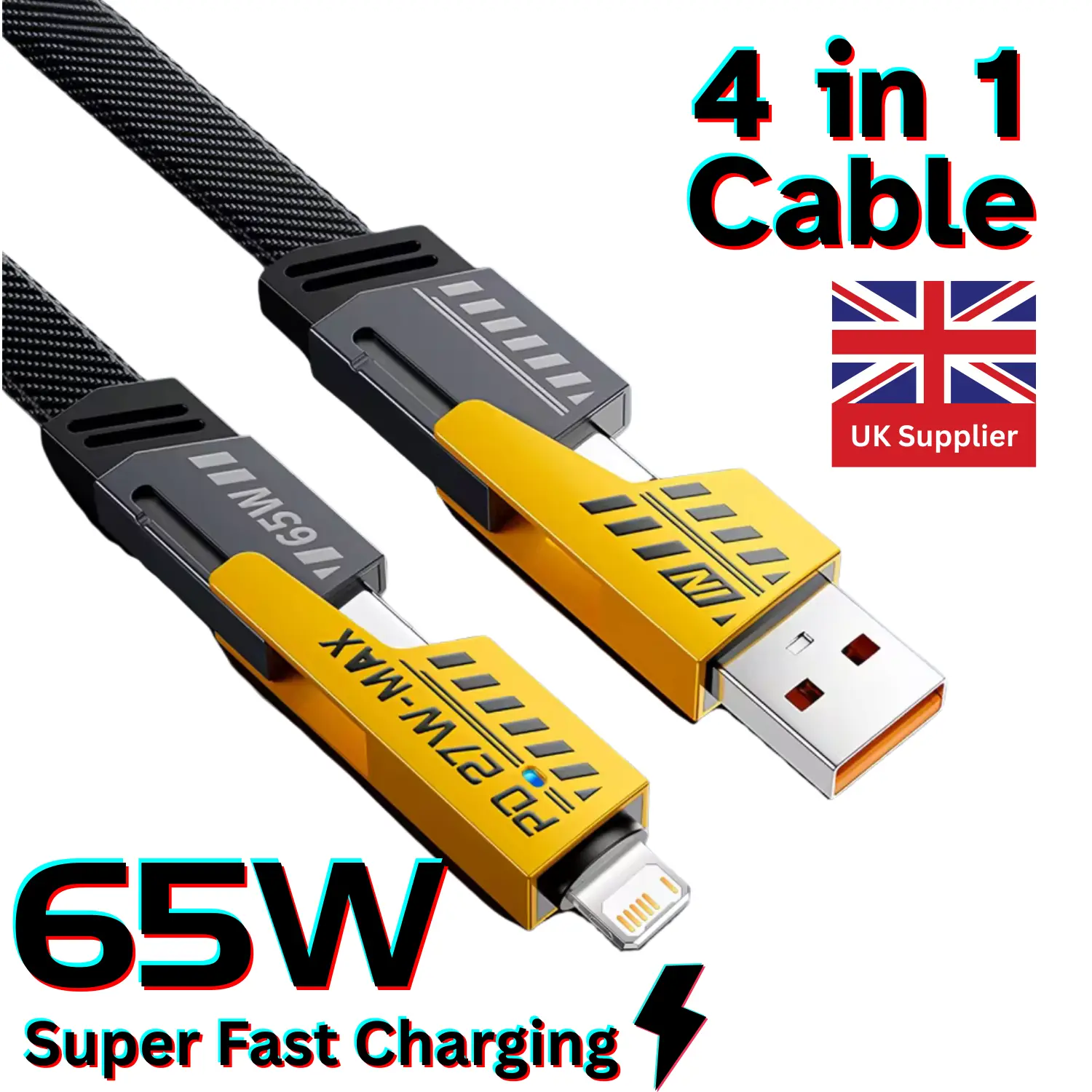 4 in 1 Multi Charging Cable, Fast Charging - Compatible with iPhone 16/15/14/13/12/11 Pro Max, Airpods, iWatch, iPad, MacBook, Samsung S24/S23/S22 & Google