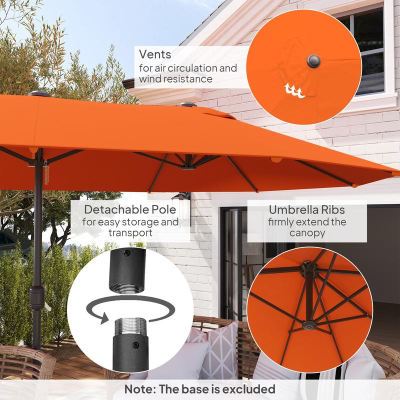 Outsunny 4.6m Double-Sided Garden Parasol - Orange 5