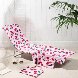 Sun Lounger Towel Large in Bag with  Storage, Travel Lightweight Sunbed Pool Beach Spa Holiday Microfiber Quick Dry Absorbent Bath