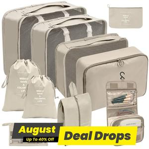 Travel Toiletries Storage Bag Set, 7 Counts/10pcs/set Portable Travel Bag, Zipper Clothes Storage Pouch, Travel Toiletries Essentials for Cosmetic, Compact Storage Organizer for Home, Suitcase Organizer, Accessories, Travel Organization Pouch