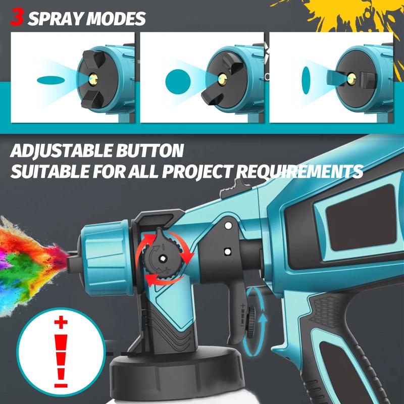 2 Battery Cordless Paint-Sprayer-Spray Gun Airless Home/Outdoor Wall Fence For Makita 18V HVLP 1000ML 1