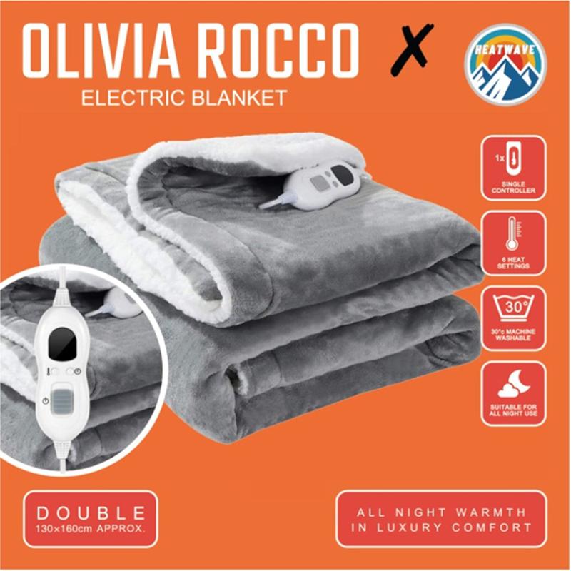 Ultra Soft Double Layer Electric Heated Throw Blanket with Adjustable Heat Settings & Overheat Protection by OLIVIA ROCCO 1