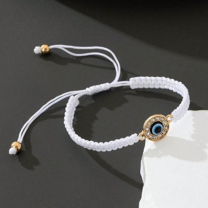 Unisex Crystal-Studded Devil's Eye Drawstring Bracelet 0