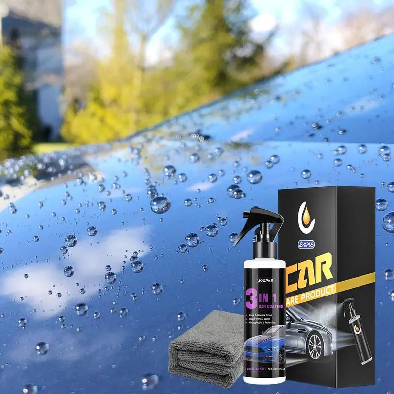 3 In 1 Car Coating Spray, 1 Count Portable Auto Nano Polishing Spraying Wax, Car Paint Polymer Sealent Protective Spray, Car Maintenance Accessories, Car Cleaning Kit