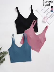 Women's Solid Sports Bra, Sport Wide Strap Lingerie Top for Tennis Pickleball, Women's Sports Clothing for Indoor Outdoor Wear, Gym Clothes, Workout Bra